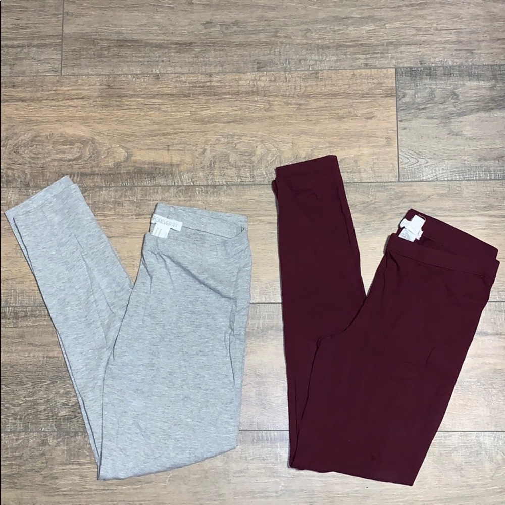 Maroon and gray leggings